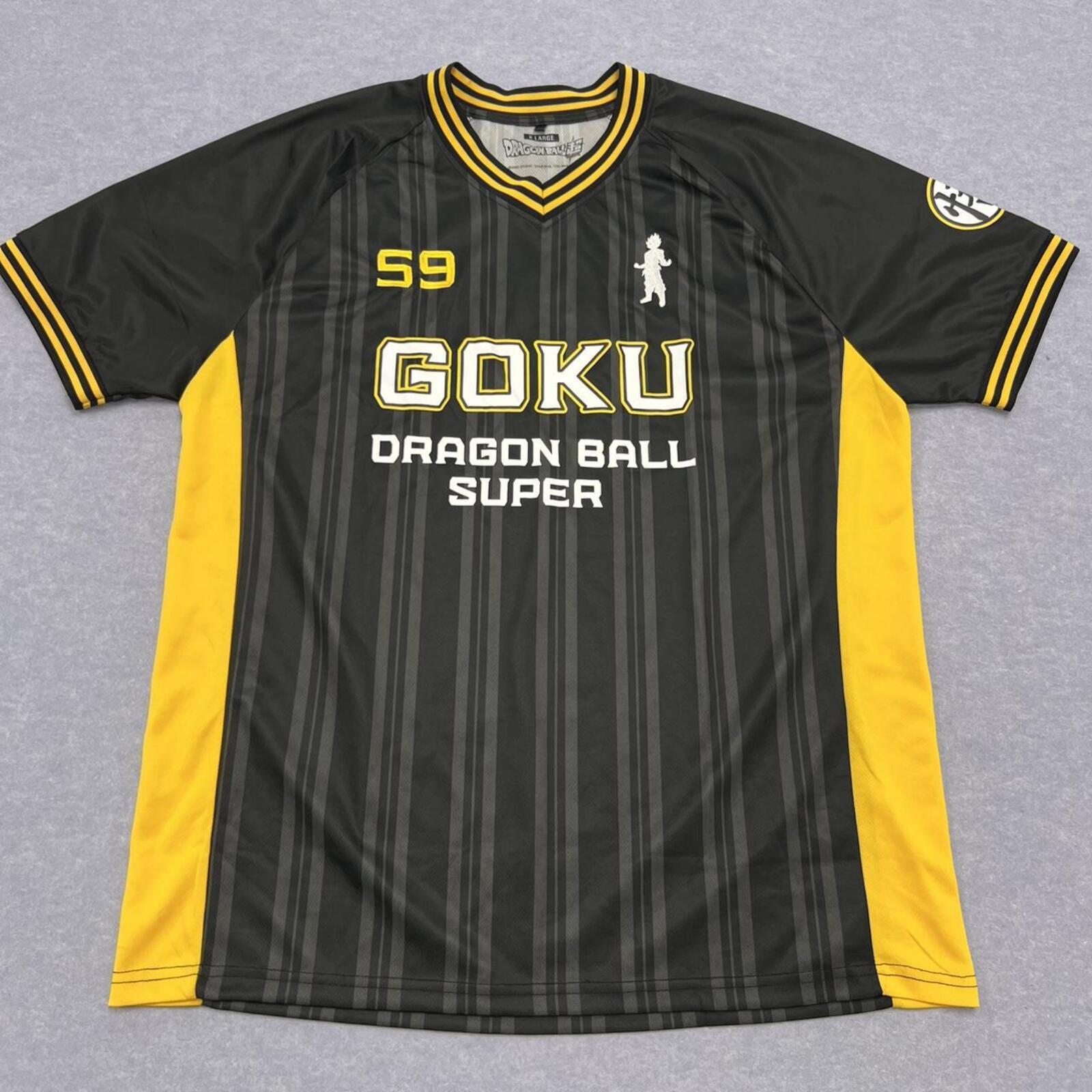 Dragon Ball Z Super Goku No.59 Men's Black & Yellow Soccer Jersey Shirt XL
