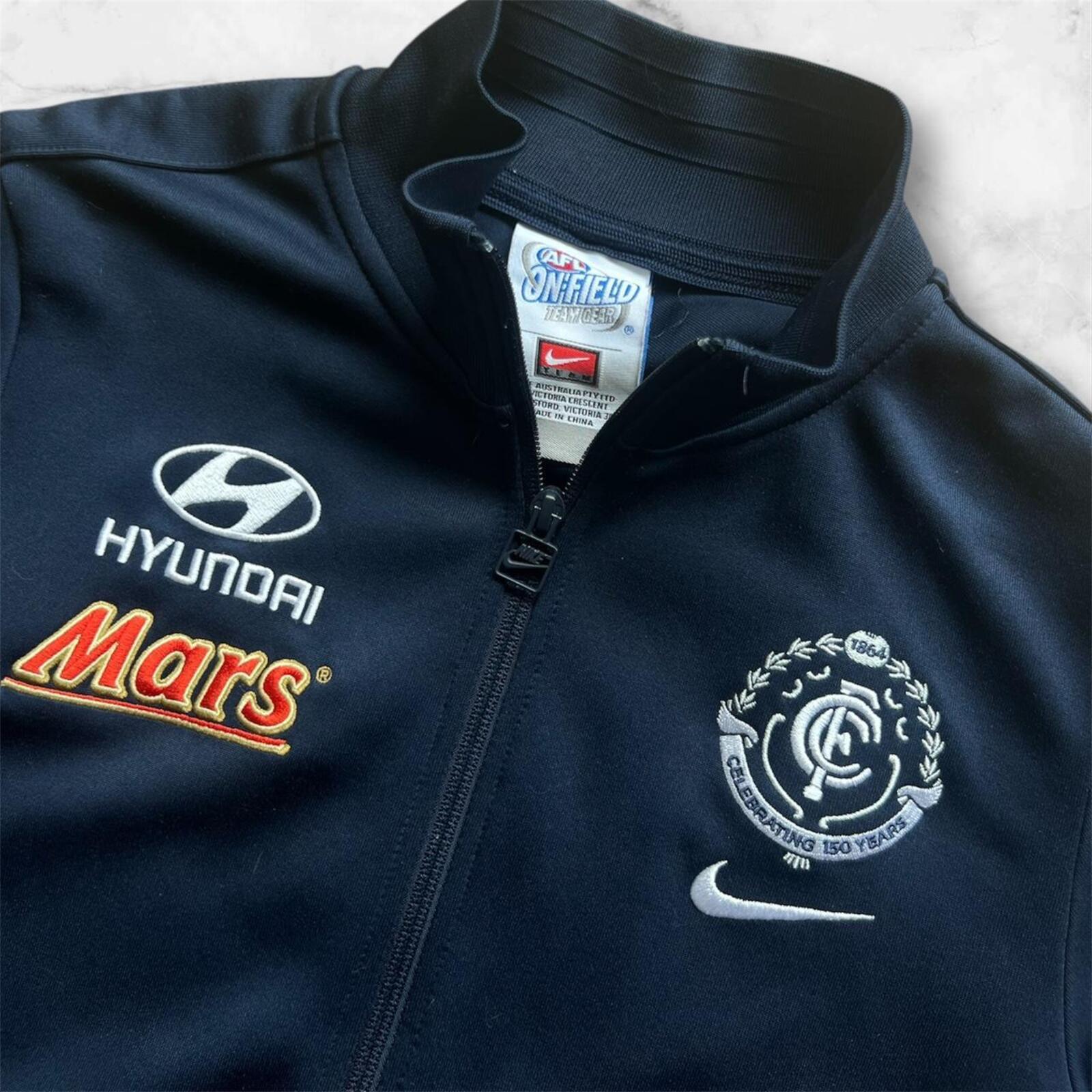 Vintage Nike Carlton AFL Navy Full Zip Track Jacket Mars No.9 Patrick Cripps Y2K Men’s Small