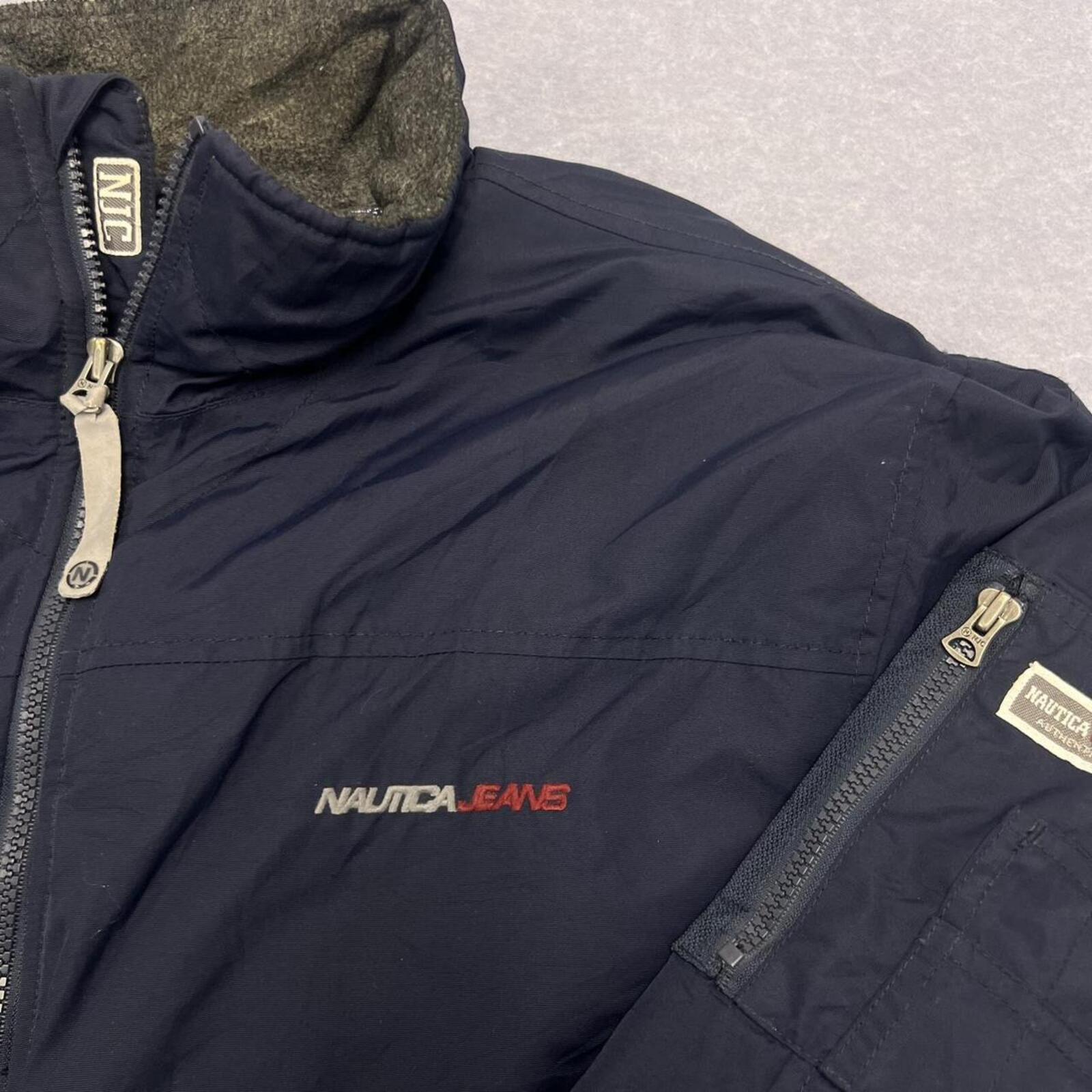 Vintage 1990’s Nautica Jeans Company Men's Navy Heavyweight Fleece Jacket XL