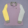 Teddy Fresh Pastel Colourblock Long Sleeve Polo Shirt Unisex Medium