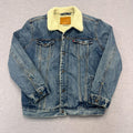 Vintage Levi's Sherpa Heavyweight Blue Washed Denim Trucker Jacket Men's XXL