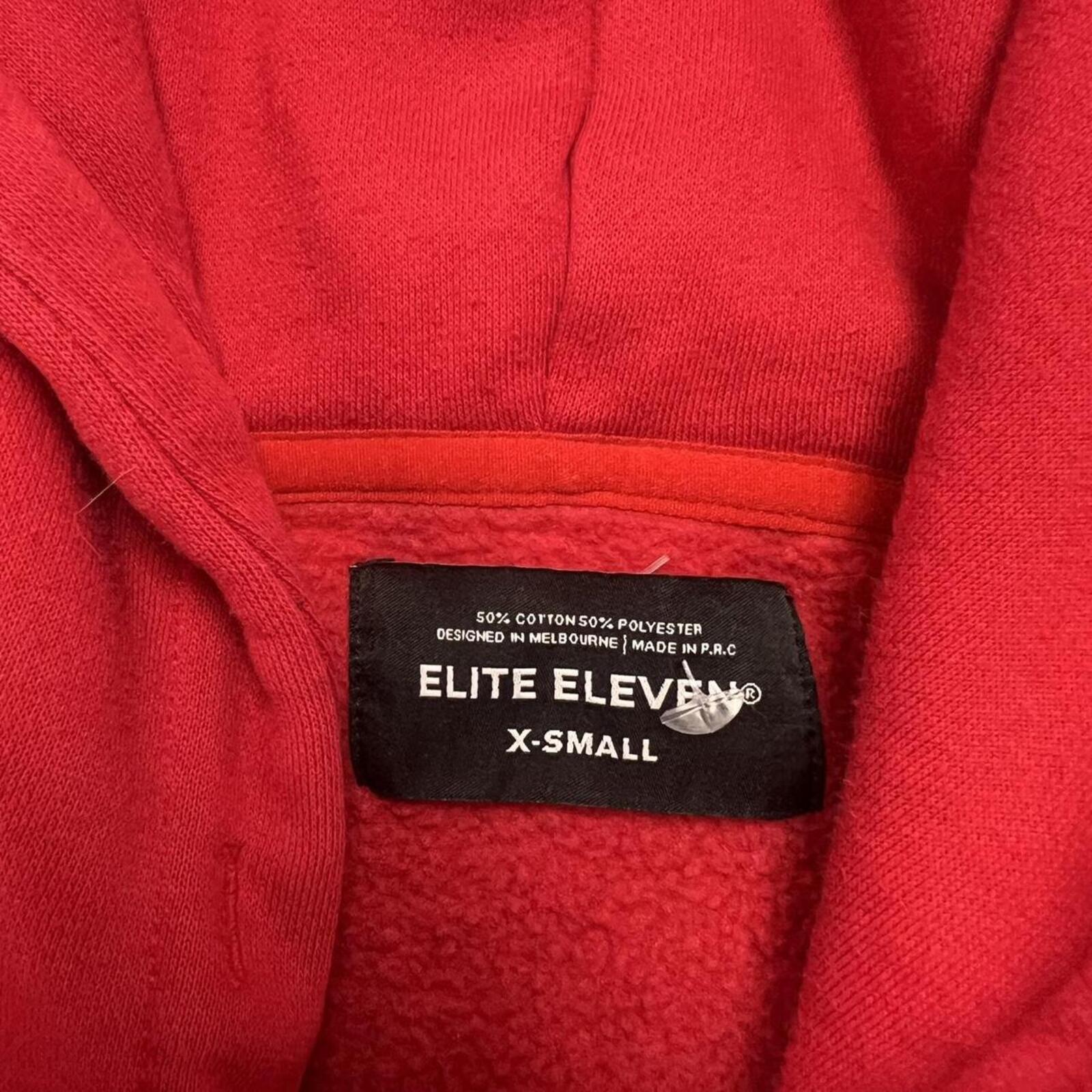 Elite Eleven Sportswear Men's Red & White Embroidered Boxy Oversized Hoodie XS