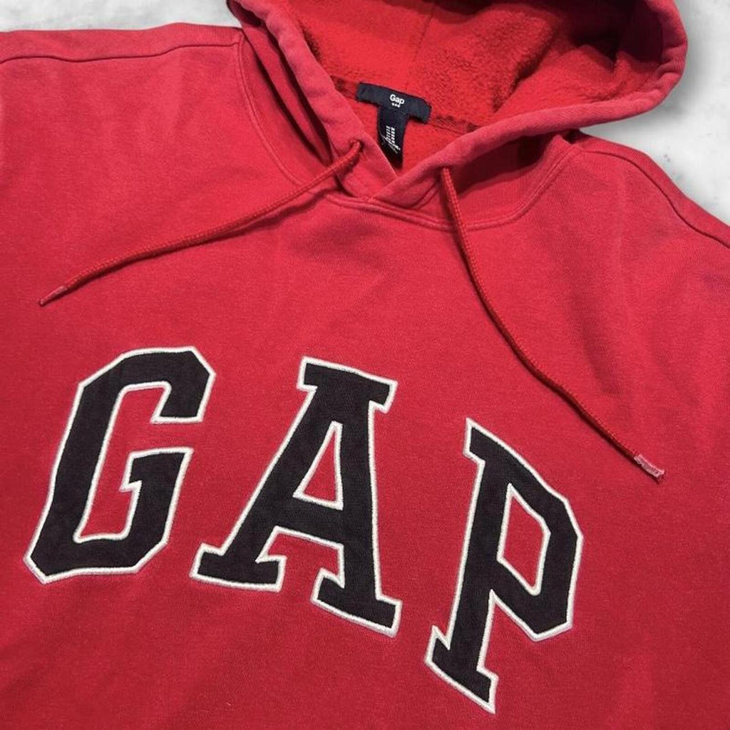 Vintage Gap Red & Black Spellout Y2K Preppy Streetwear Hoodie Men’s Medium