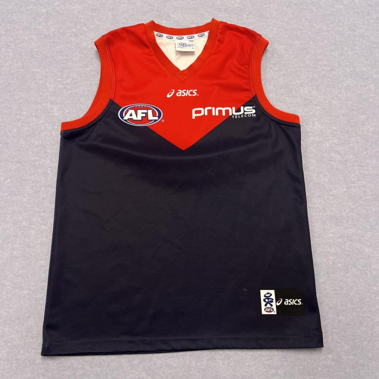 Vintage Melbourne Demons AFL Asics Primus Navy & Red Guernsey Jersey Mens Medium