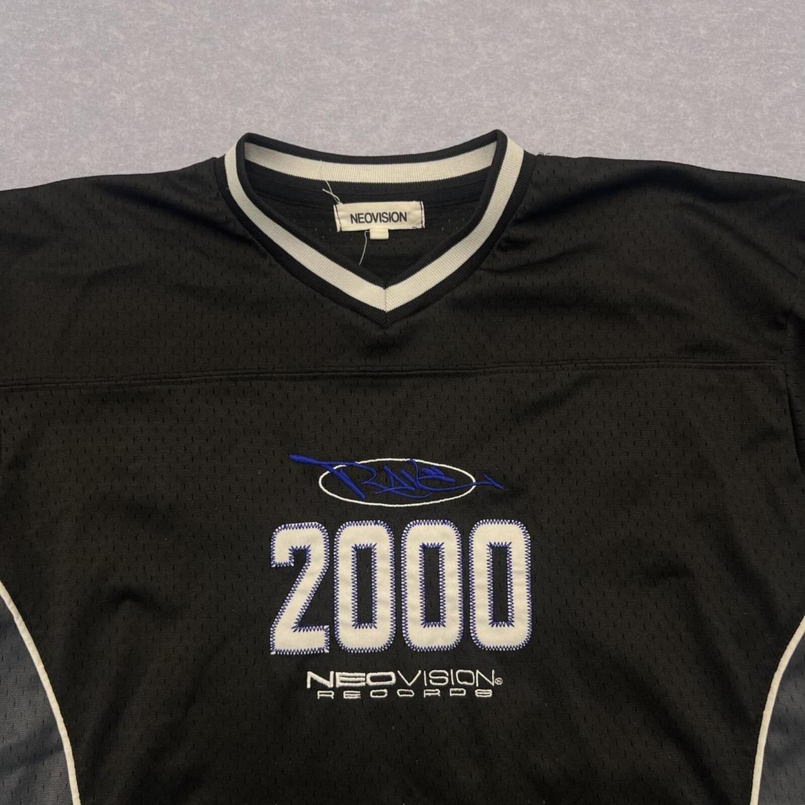 Neovision Streetwear Y2K Mesh Jersey "2000" Patch Tee Oversized XS Fits Medium