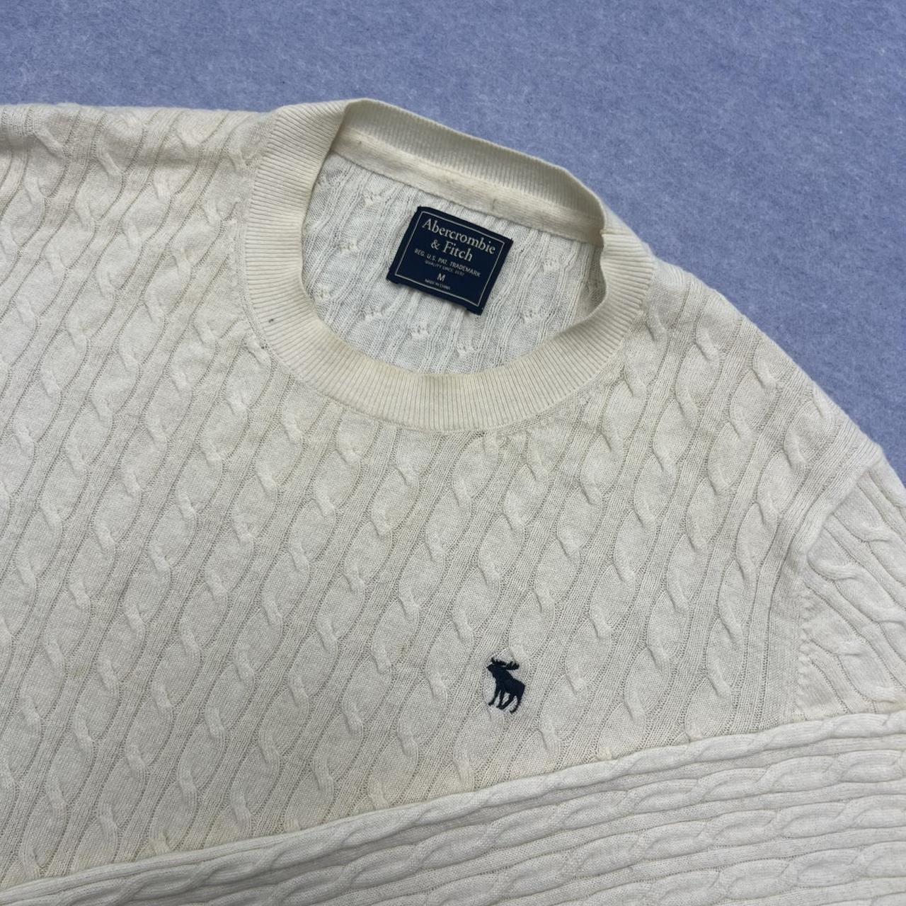 Vintage Abercrombie & Fitch Cable Knit Merino Wool Jumper Cream Medium