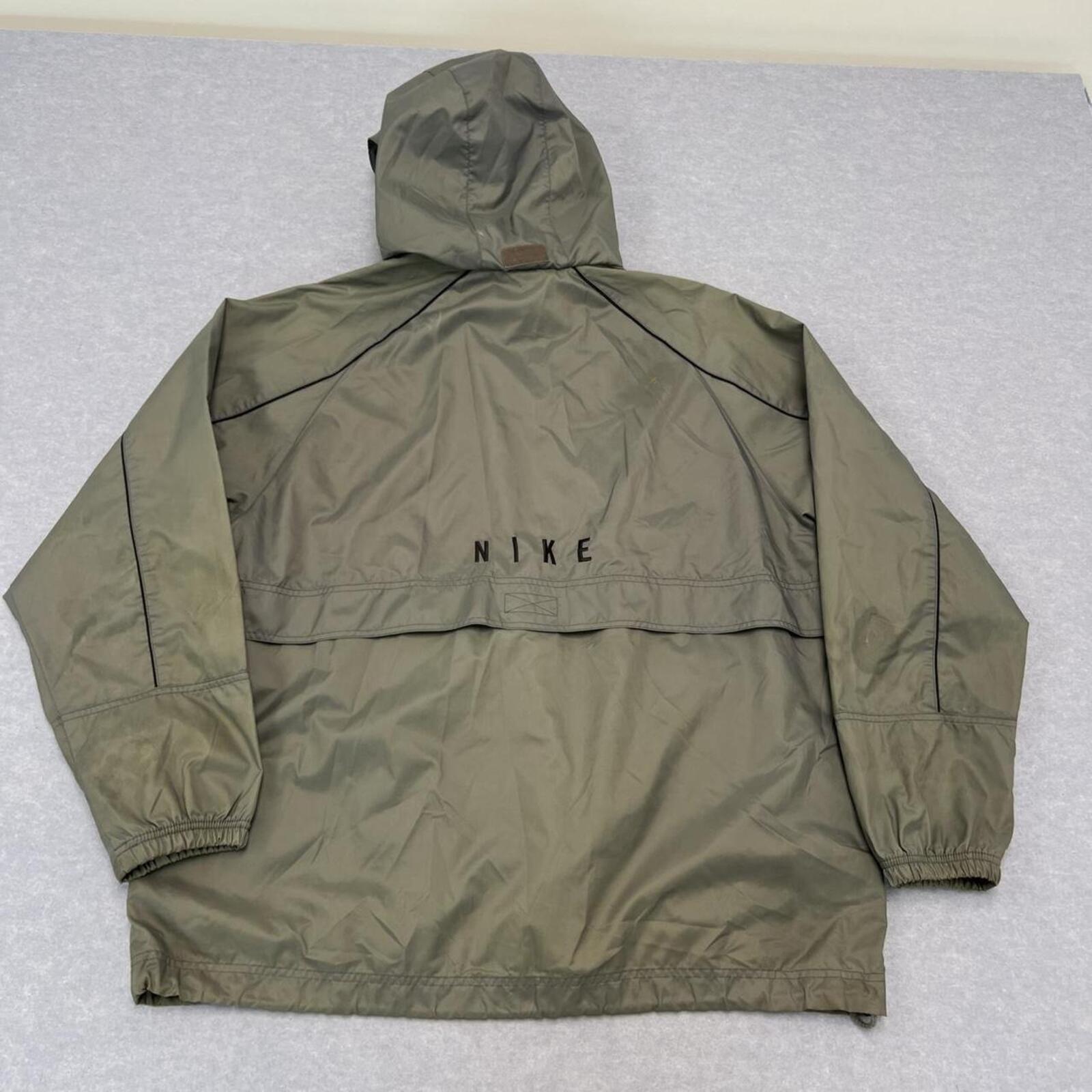 Vintage 90s Nike Grey Khaki Hooded Anorak Half Zip Windbreaker