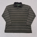 Vintage Rodd & Gunn Grey & Black Striped Lightweight Long Sleeve Rugby Jumper Men’s Large