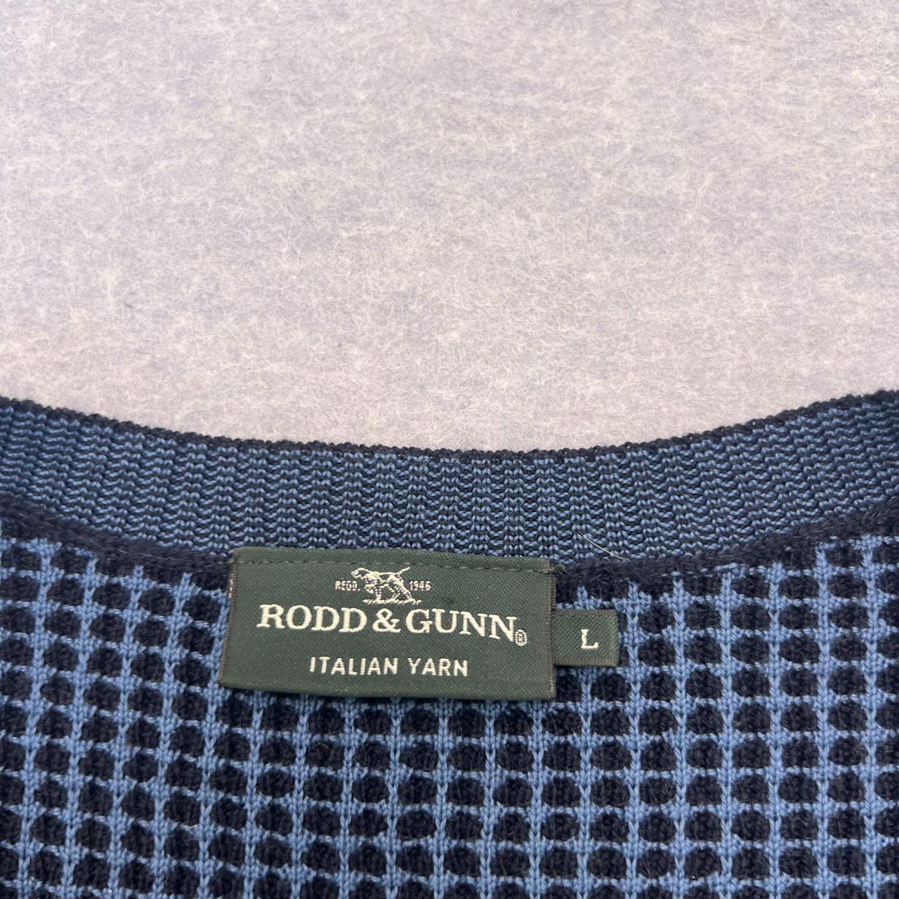 Rodd & Gunn Extra Fine Merino Wool Blue & Black V-Neck Knit Sweater Men's Large