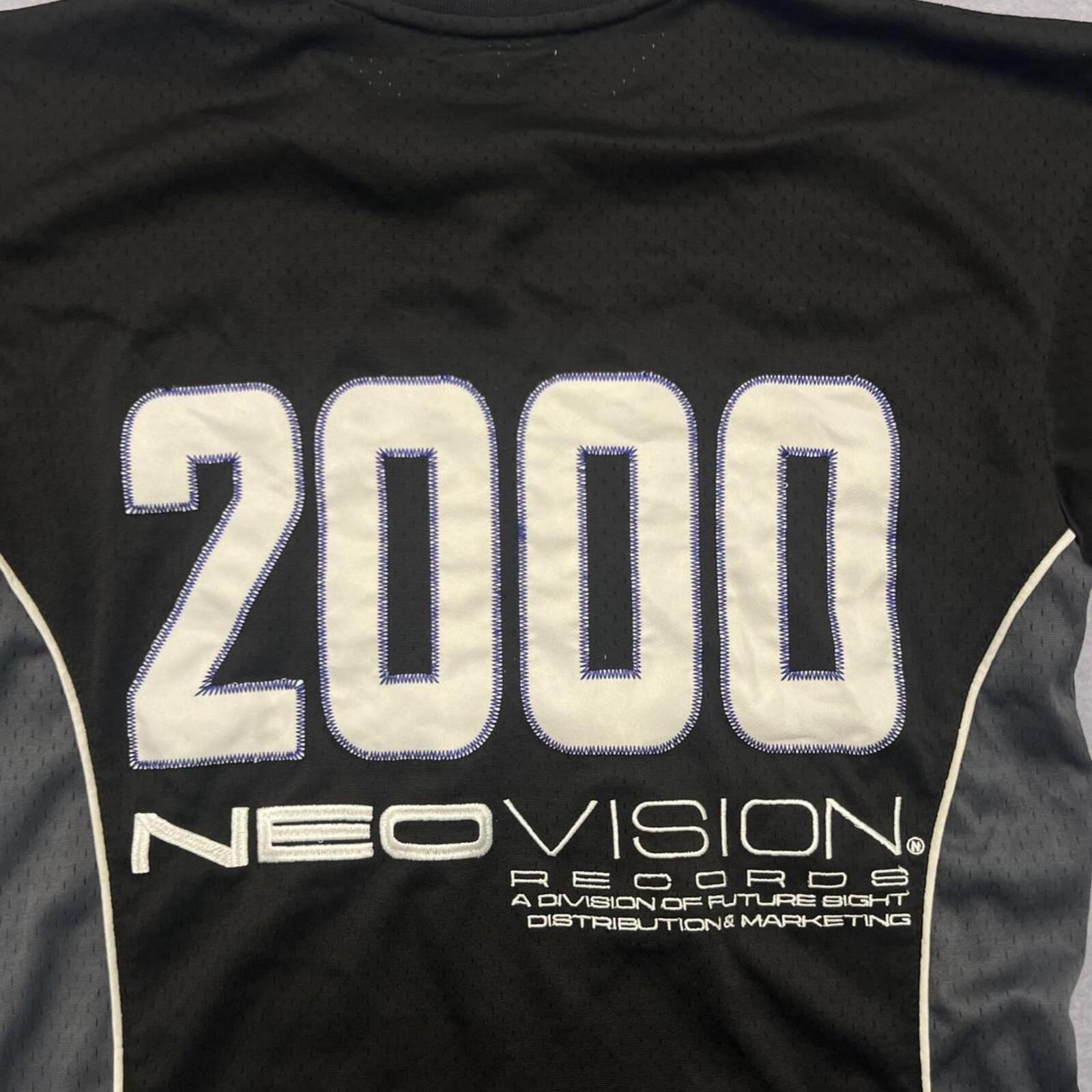 Neovision Streetwear Y2K Mesh Jersey "2000" Patch Tee Oversized XS Fits Medium