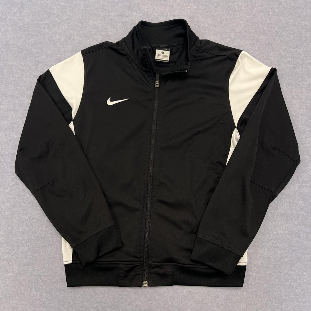Vintage Nike Women’s Black & White Full Zip Track Jacket Y2K Dri-Fit Large