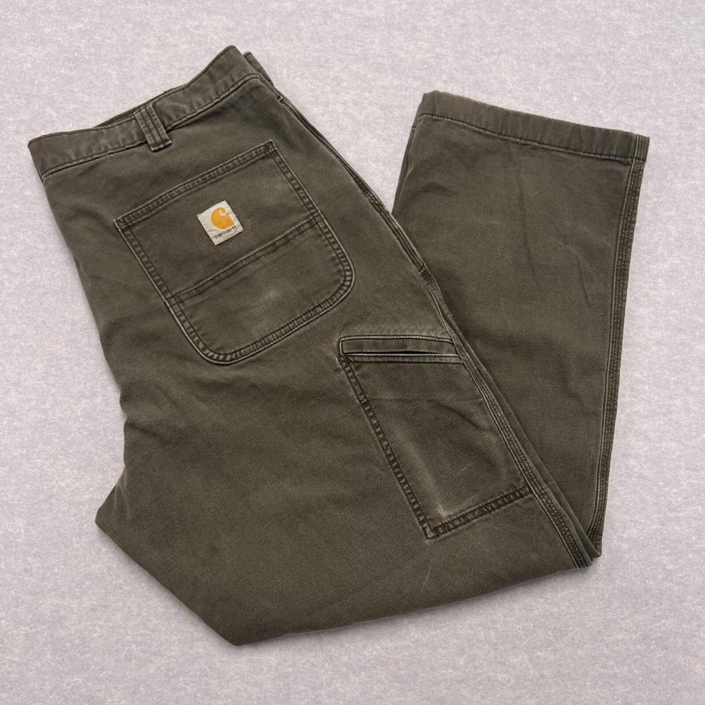 Carhartt Relaxed Fit Carpenter Pants Charcoal Grey Workwear Faded W38 L30