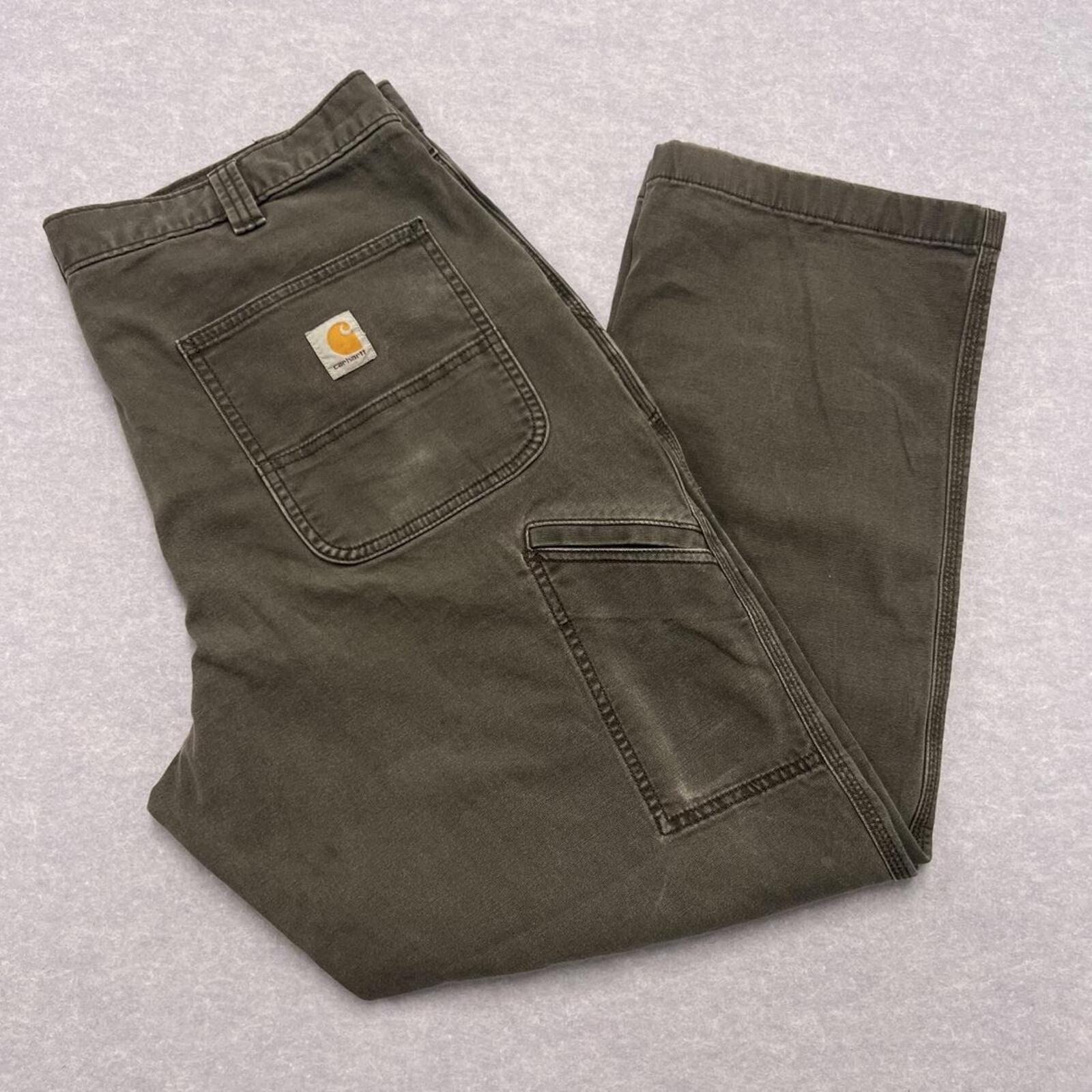 Carhartt Relaxed Fit Carpenter Pants Charcoal Grey Workwear Faded W38 L30