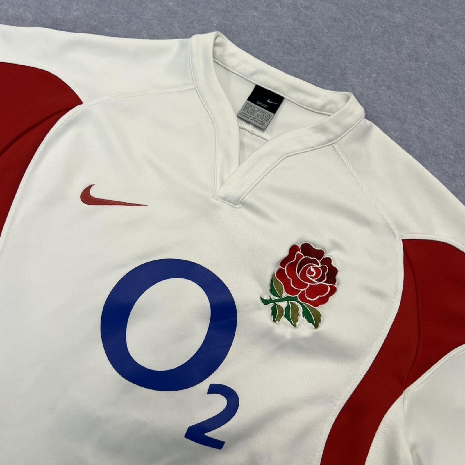 Vintage Nike England Rugby 2005/06 Dri-Fit White Home Jersey Men's Medium