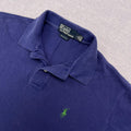Vintage Polo Ralph Lauren Navy Blue Polo Shirt Green Pony Preppy Men’s Slim Fit Large