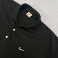 Vintage Nike Waffle Texture Men's Black Polo Shirt Embroidered Swoosh XXL
