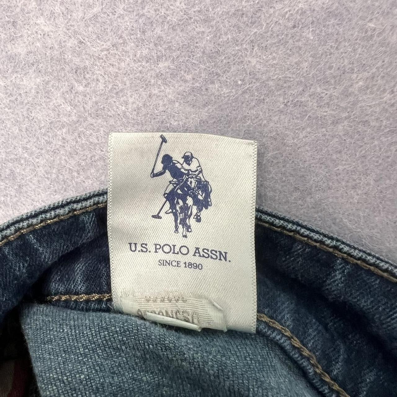 Vintage U.S. Polo Assn Skinny Fit Blue Denim Jeans USA Flag Pocket Logo W29 L32