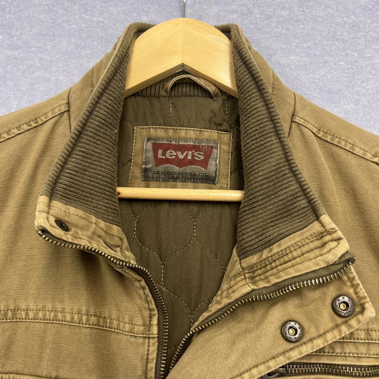 Vintage 90s Levi's Khaki Military Canvas Quilted Bomber Jacket Men's Medium
