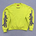 Loiter Culture Kings Streetwear Mens Neon Green Yellow Lightning Bolt Graphic Sweatshirt Medium