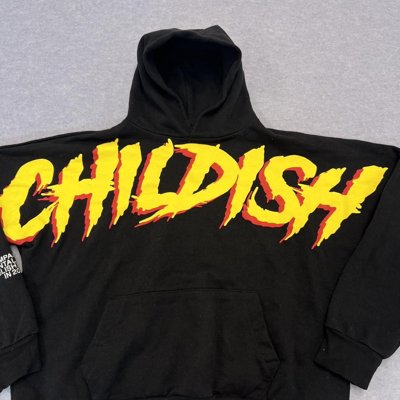 Childish Flame Boxy Hoodie TGF Bro Black Oversized Embroidered Hoodie Small