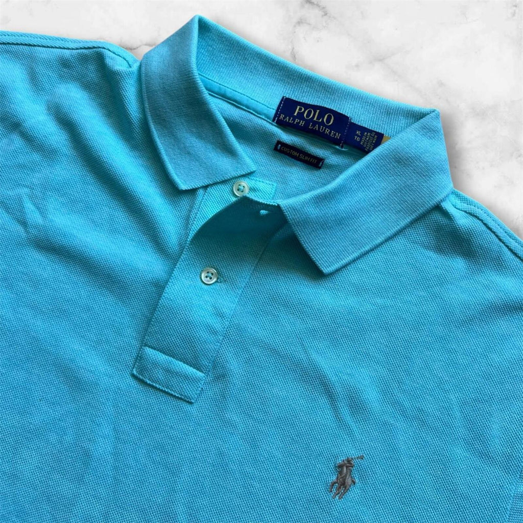 Vintage Polo Ralph Lauren Men’s Aqua Peppermint Dress Polo (Beige Pony) XL