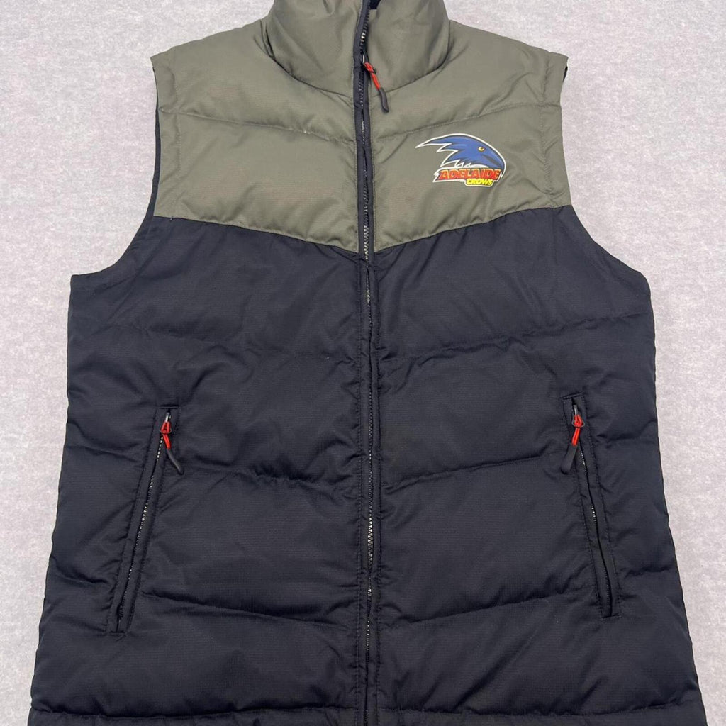 Adelaide Crows Official AFL Men's Feather Down Puffer Vest Navy & Grey Medium
