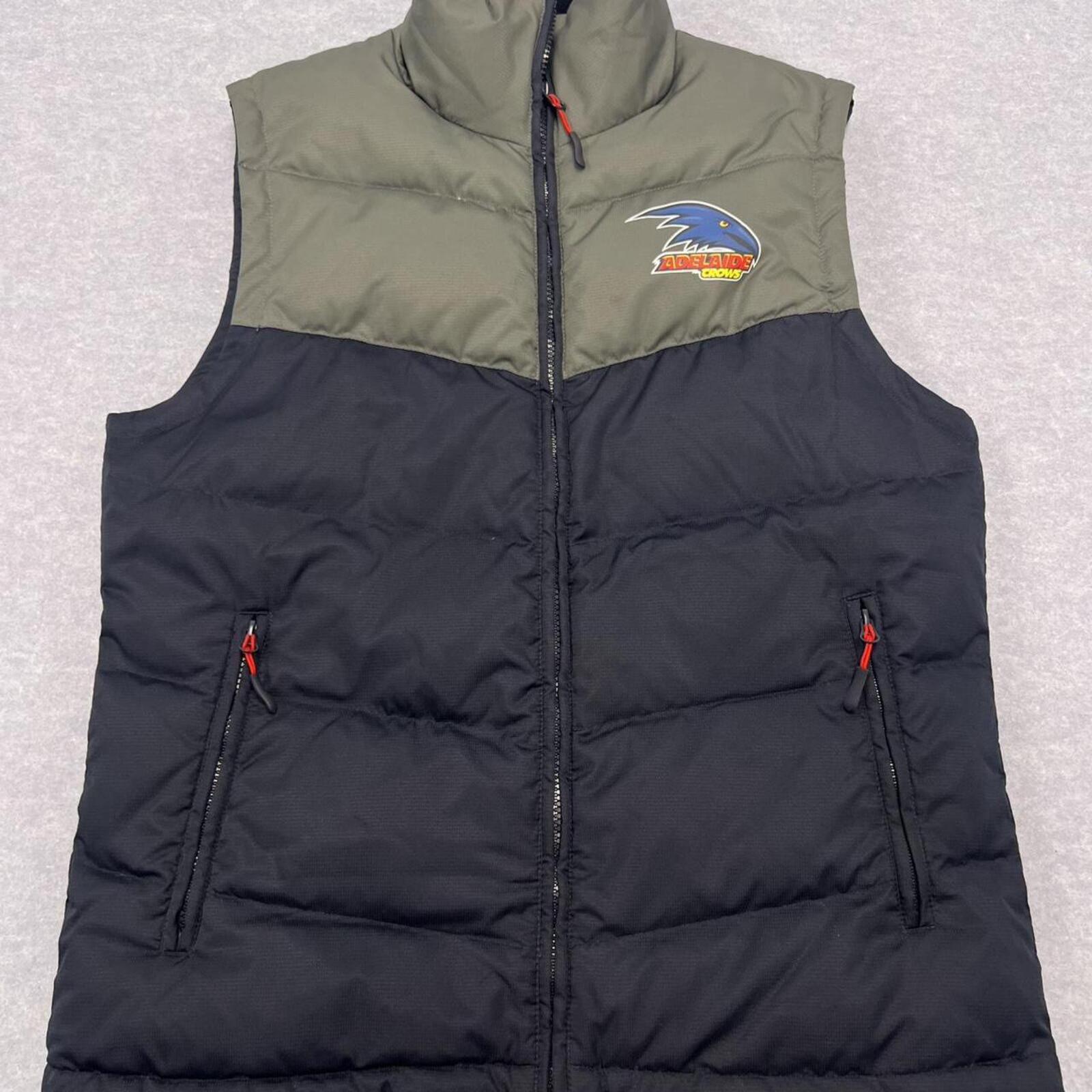 Adelaide Crows Official AFL Men's Feather Down Puffer Vest Navy & Grey Medium