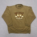 Vintage American Wildlife by Cadre Khaki Moose Deer Embroidered Sweatshirt Large