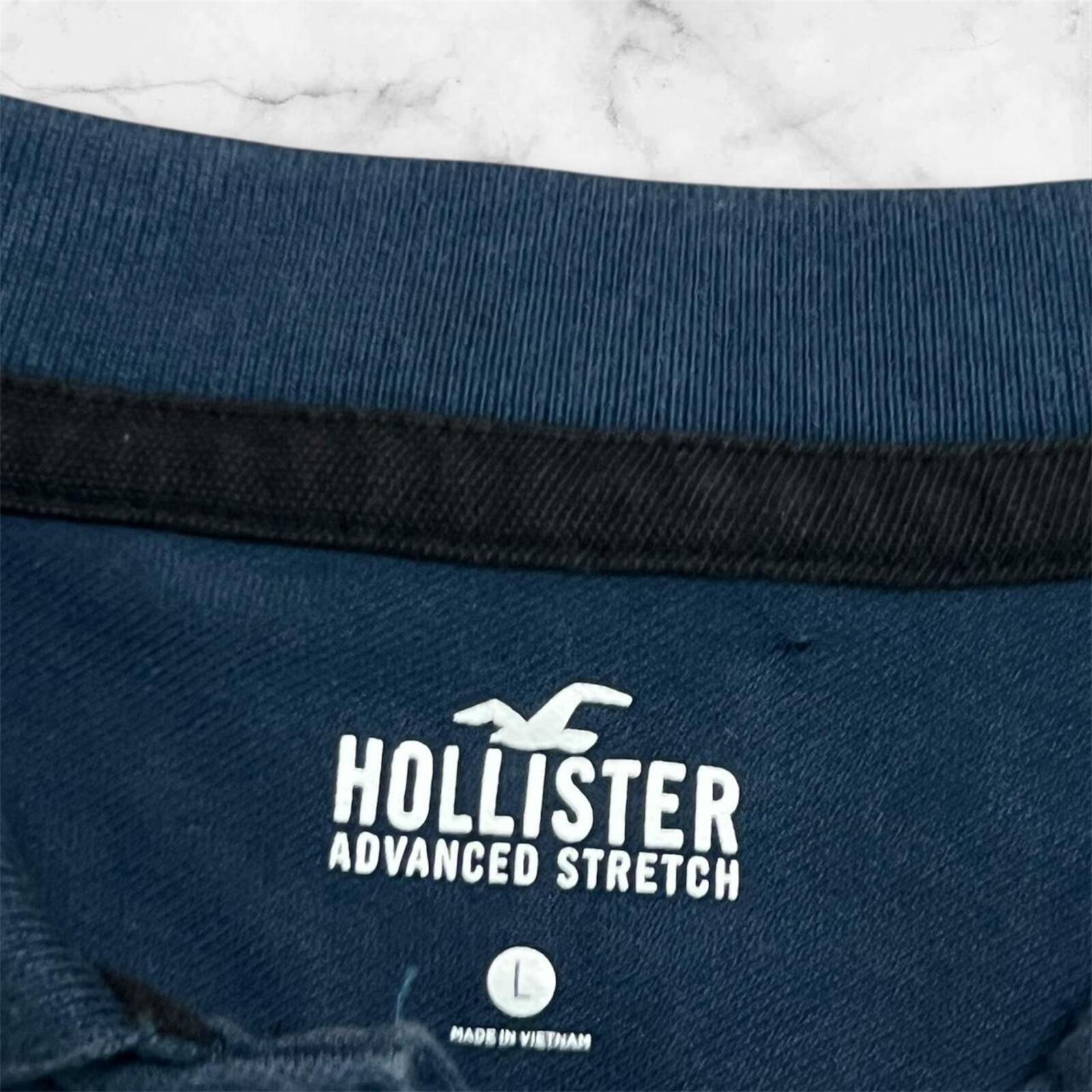 Vintage Hollister Surf Men’s Navy Blue Embossed Advanced Stretch Polo Y2K Large