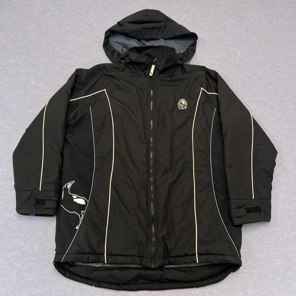 Vintage 90’s Collingwood Magpies AFL Black Hooded Puffer Jacket Oversized Small