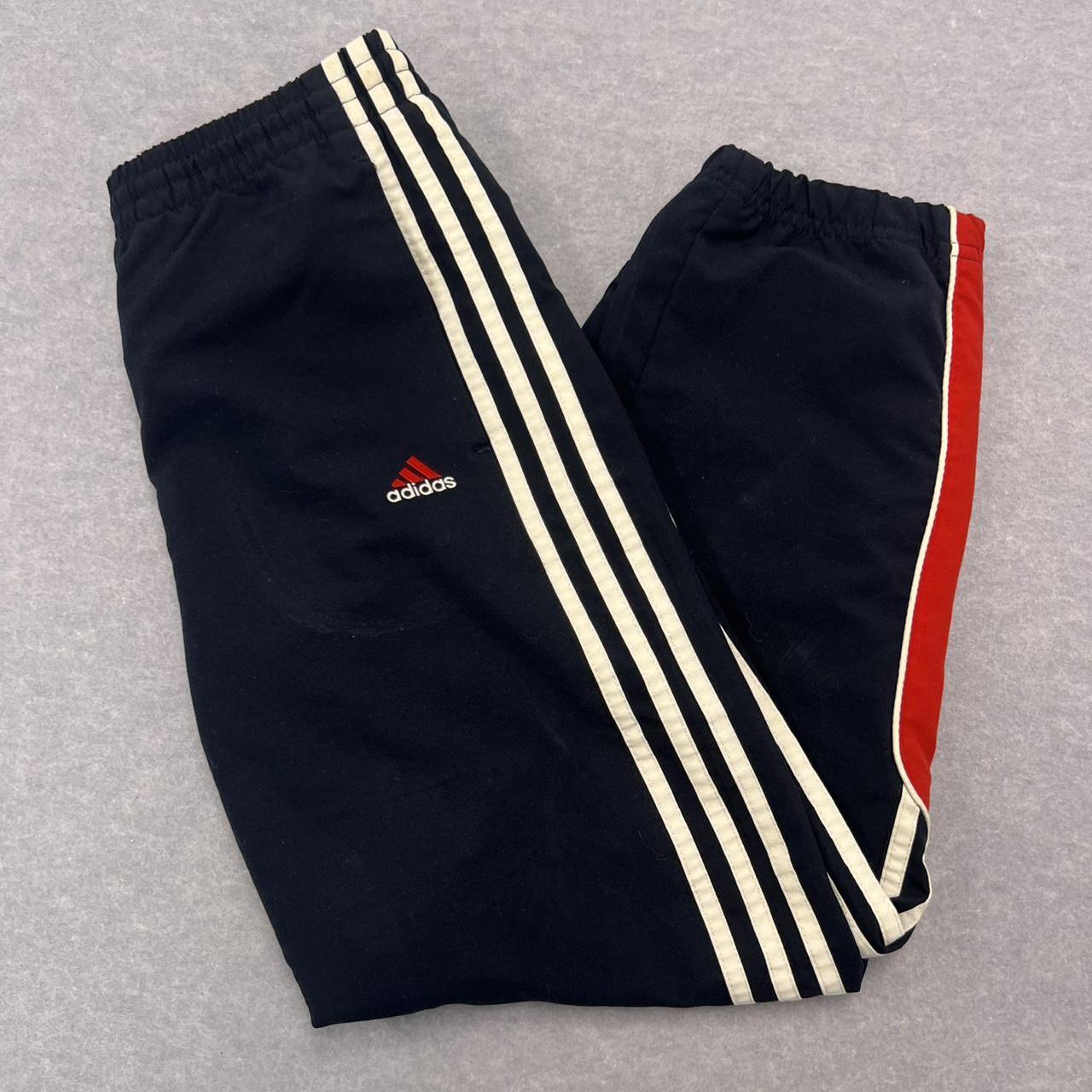 Vintage Adidas Baggy Track Pants Navy Red & White Striped Youth Boys Size 10