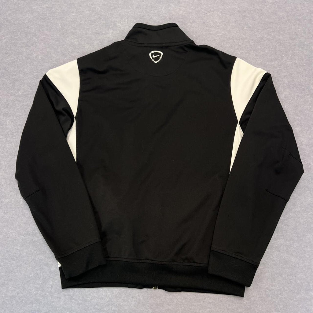 Vintage Nike Women’s Black & White Full Zip Track Jacket Y2K Dri-Fit Large
