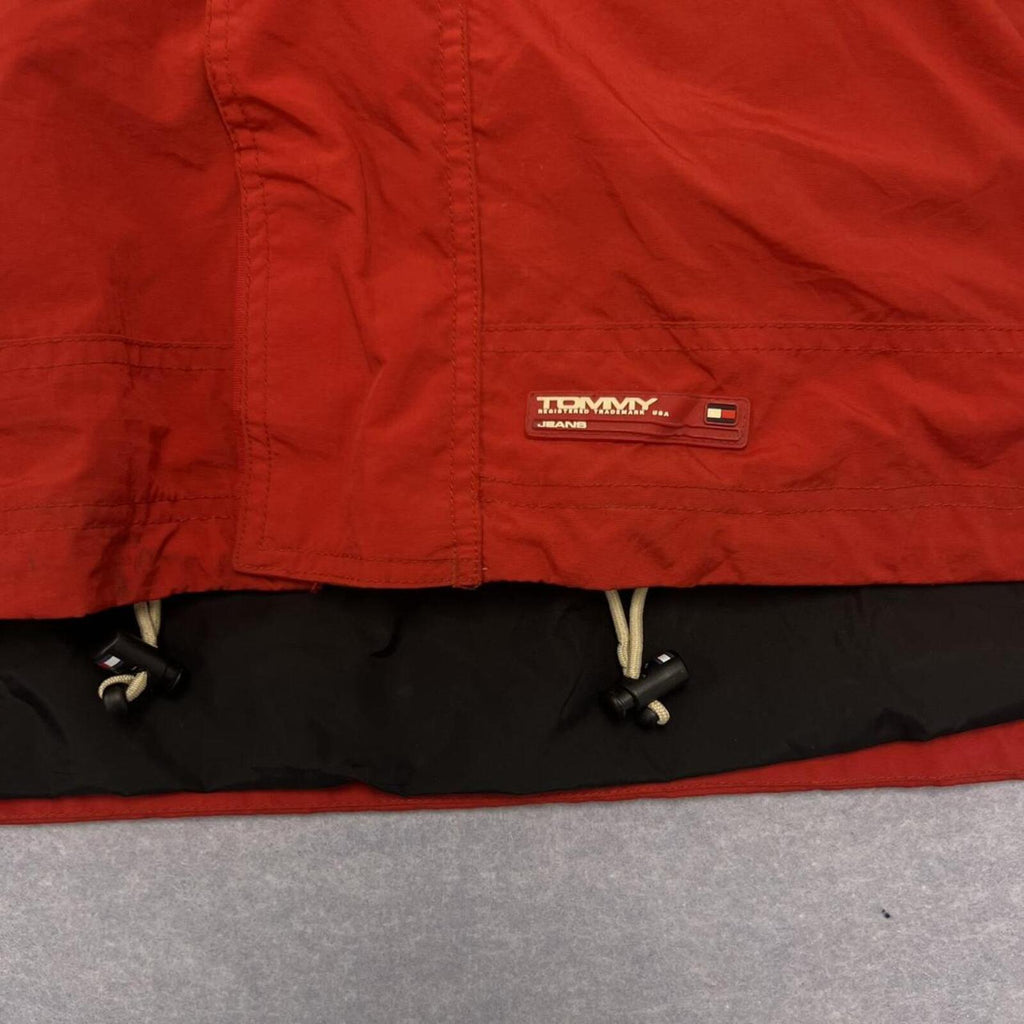Vintage 90s Tommy Hilfiger Jeans Fleece Lined Sailing Jacket Red & White XXL