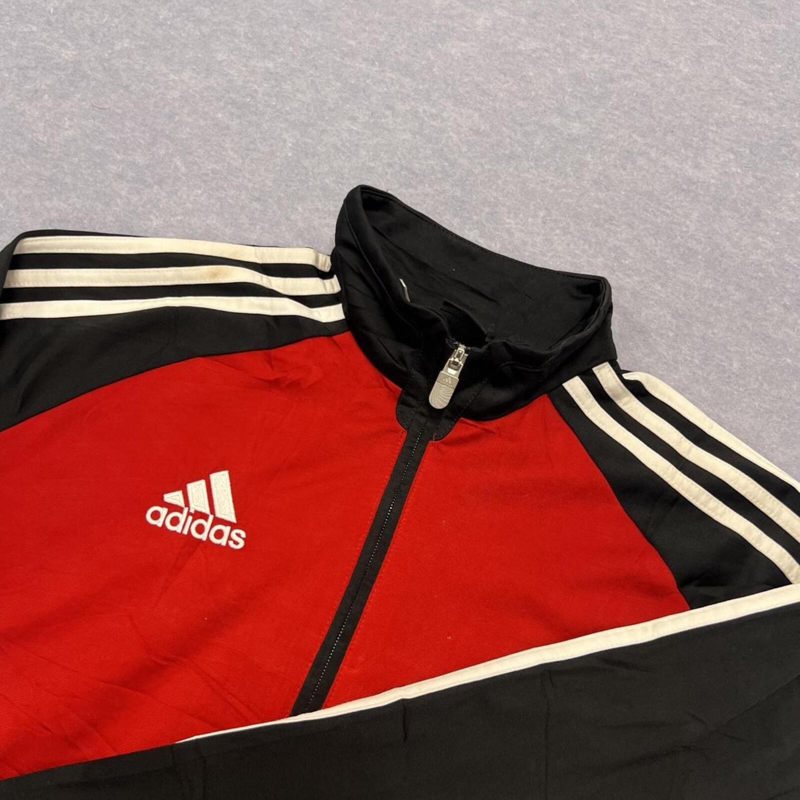Vintage Adidas Red & Black Full Zip Retro Track Jacket Y2K Mens Small