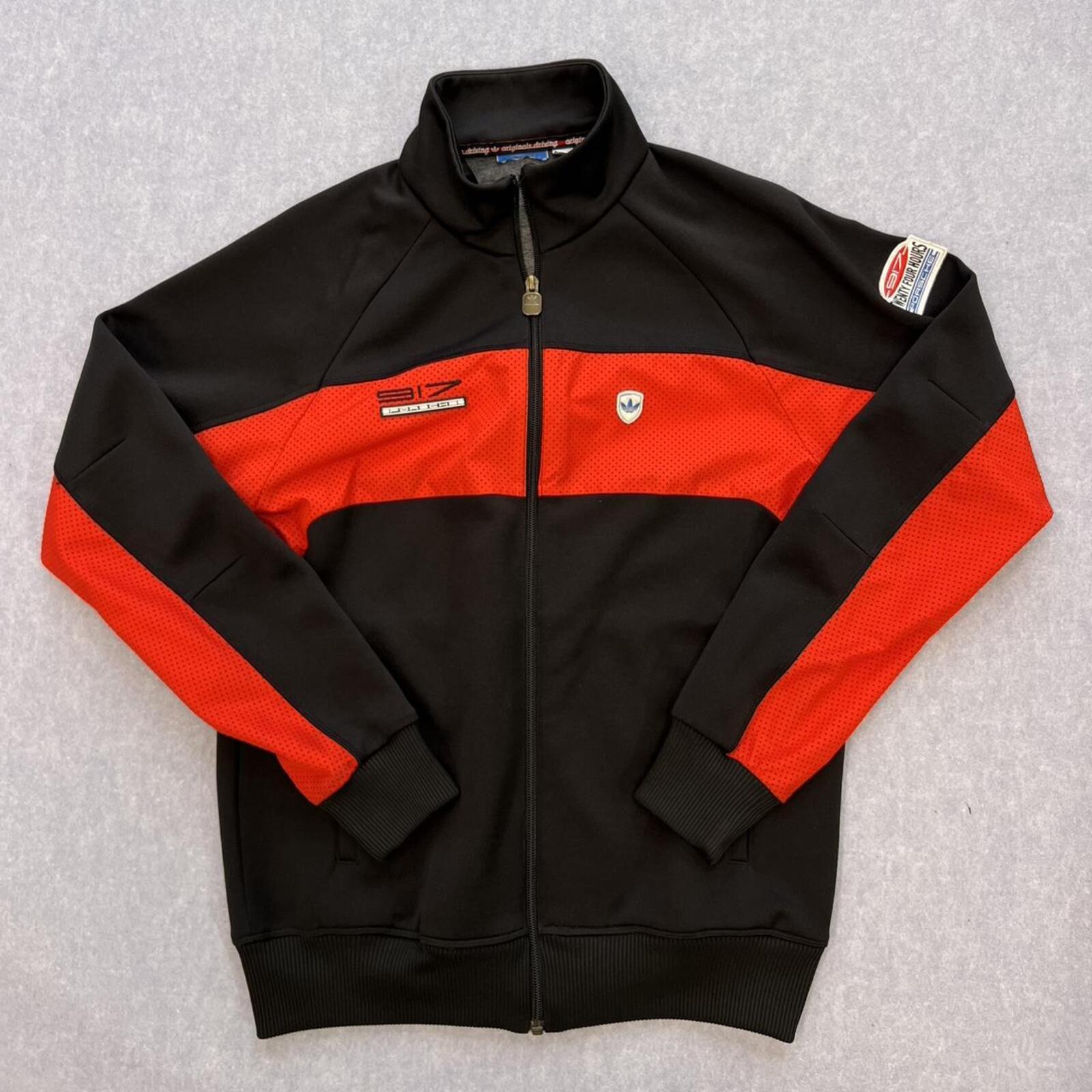 Vintage Adidas Porsche 917 Racing Full Zip Track Jacket Black & Red Men’s Small