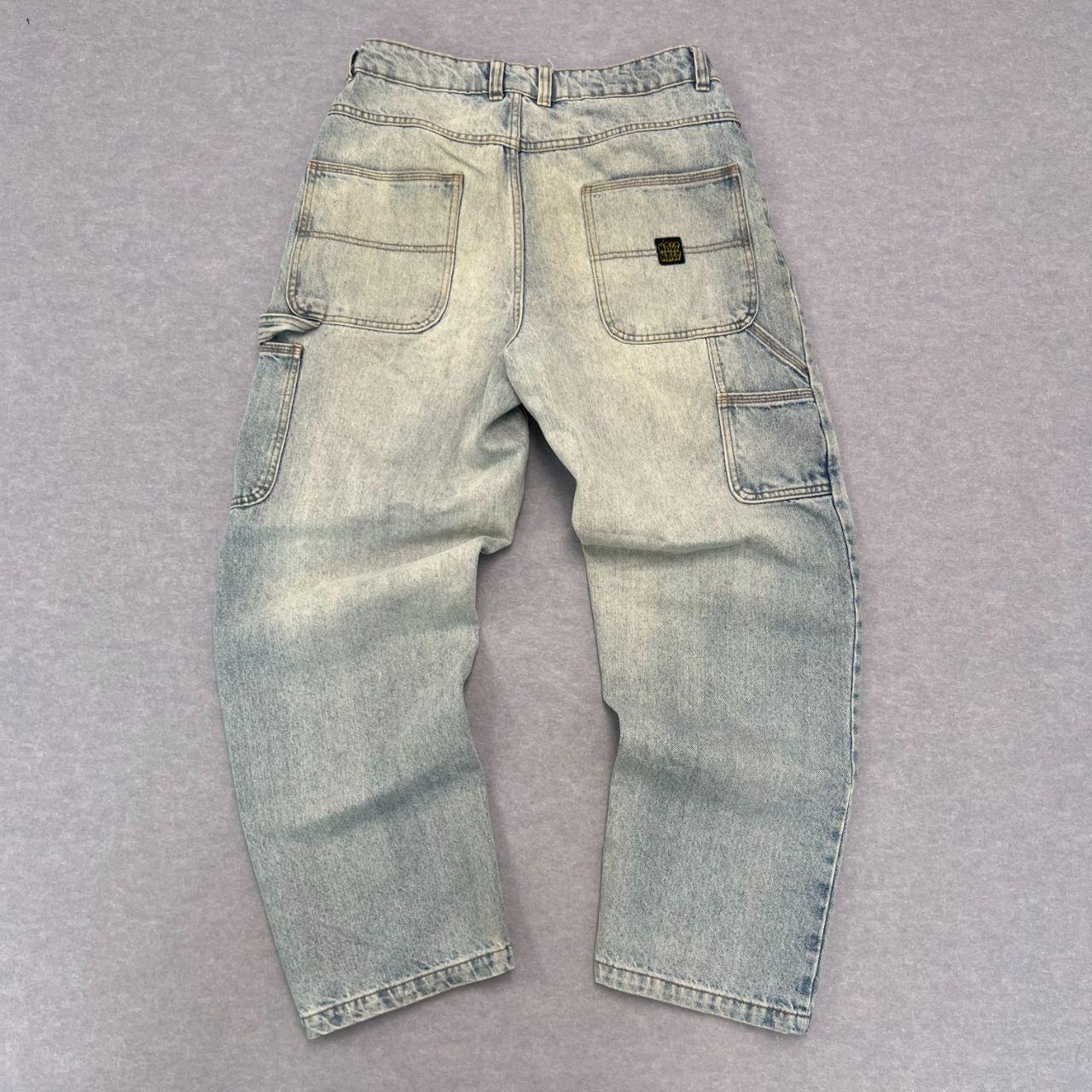 Vintage Half Half Streetwear Men's Light Wash Carpenter Jeans Rat Logo W30"