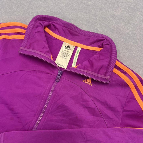 Adidas Mens Purple & Orange Striped Full Zip Y2K Streetwear Track Jacket XS READ