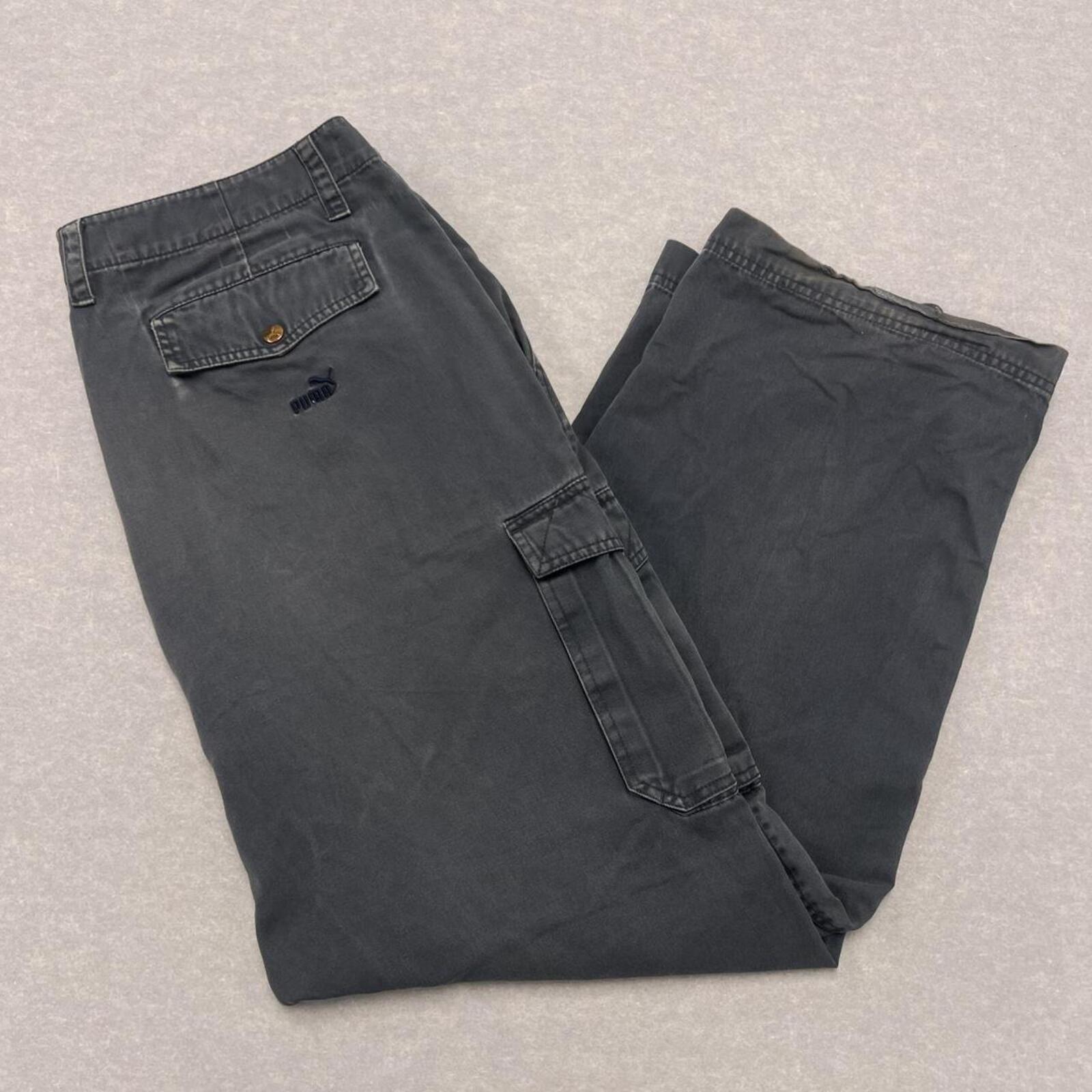 Vintage 90s Puma Men's Navy Blue Cargo Carpenter Pants Streetwear Zip-Leg Y2K XL