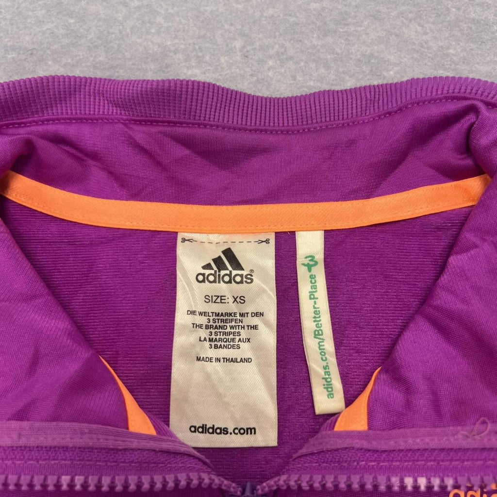 Adidas Mens Purple & Orange Striped Full Zip Y2K Streetwear Track Jacket XS READ