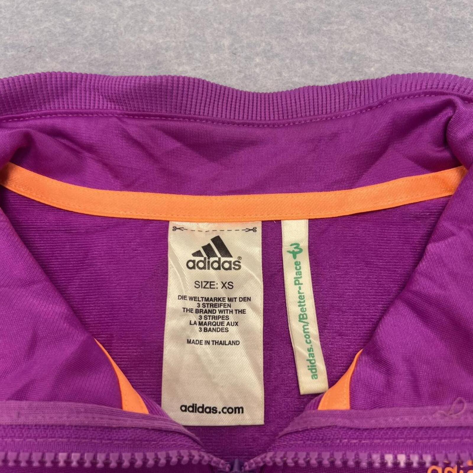 Adidas Mens Purple & Orange Striped Full Zip Y2K Streetwear Track Jacket XS READ
