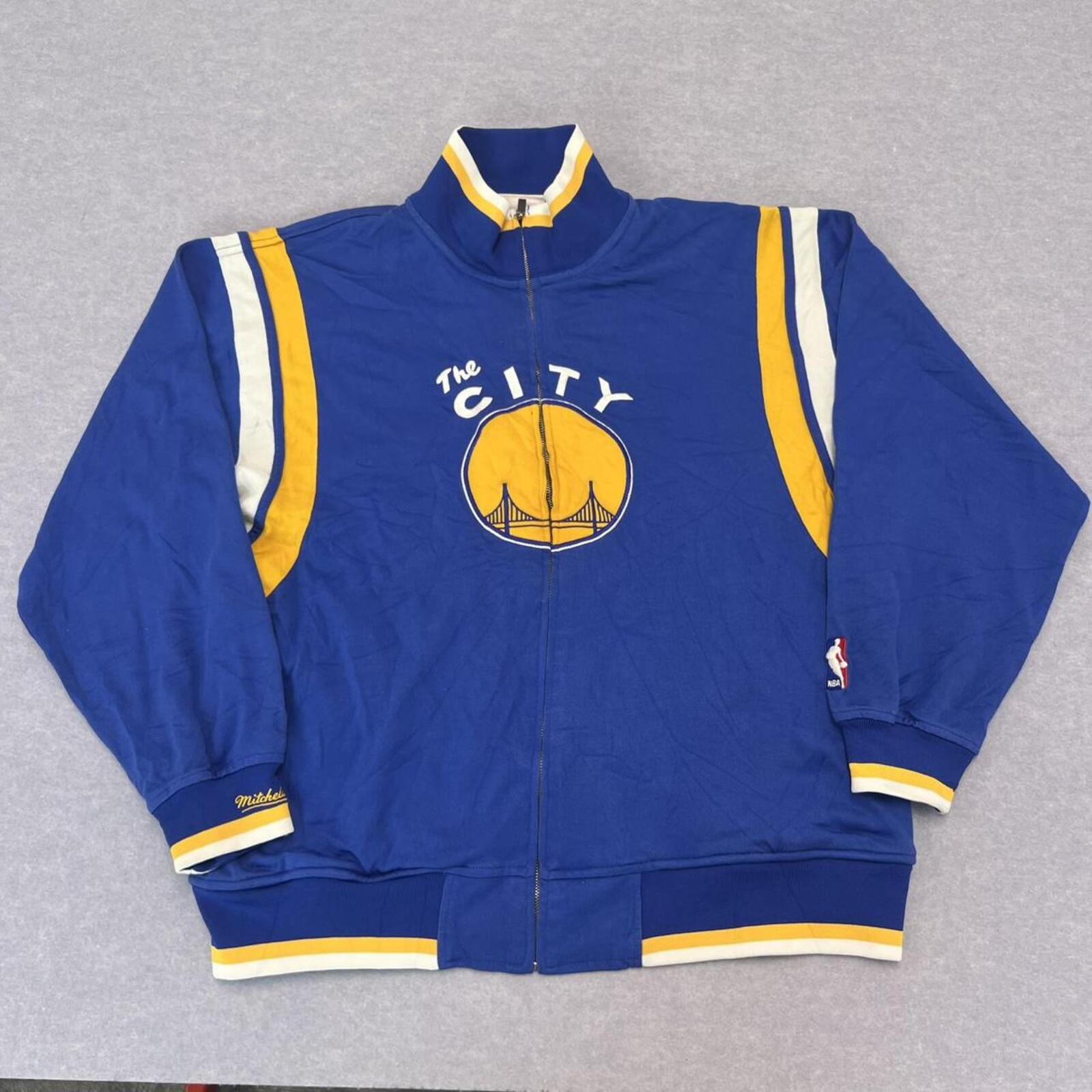 Vintage Mitchell & Ness NBA San Francisco Warriors Golden State The City Retro Full Zip Track Jacket Large