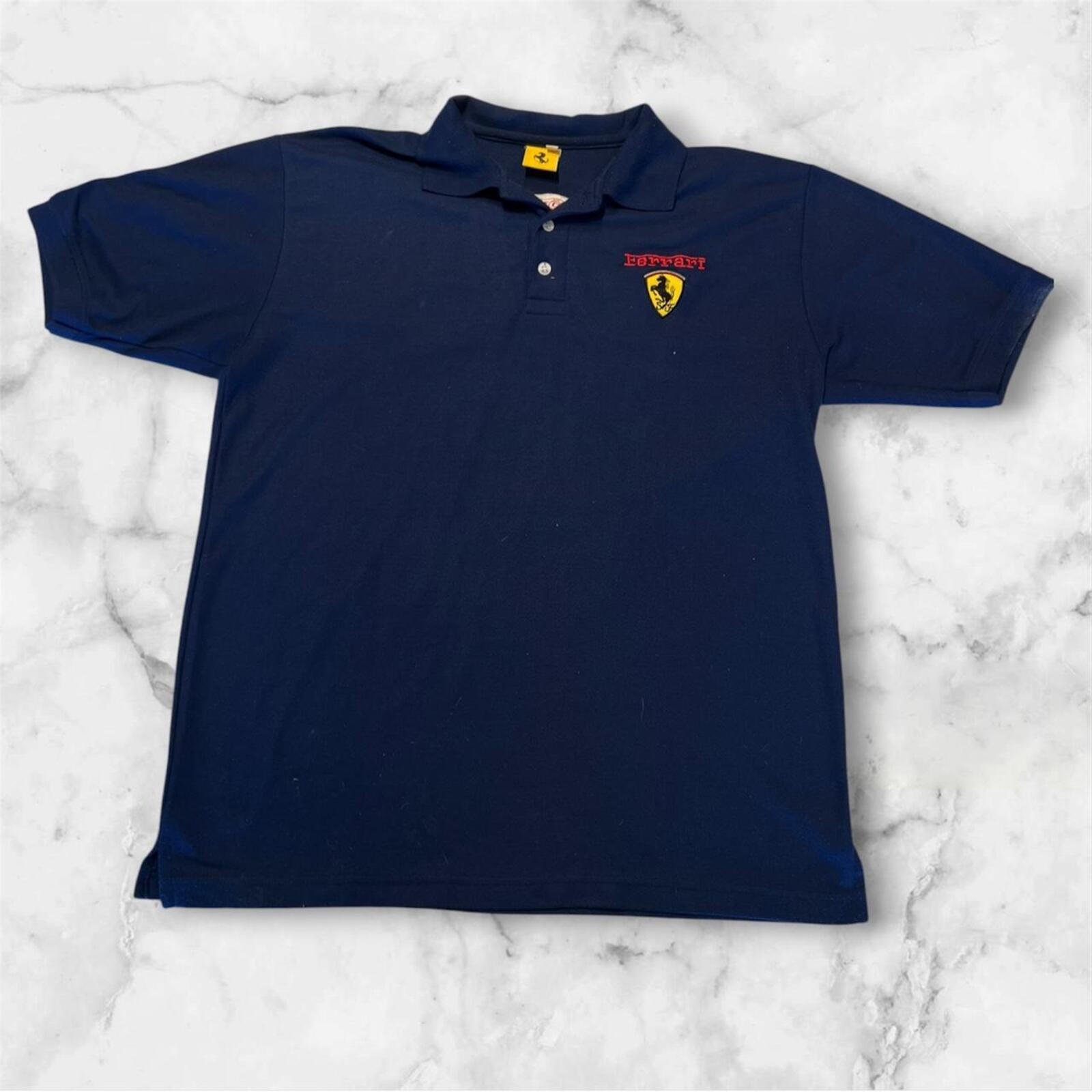 Vintage 1996 Ferrari Official Licensed Men’s Navy Blue Embroidered Logo Polo XL