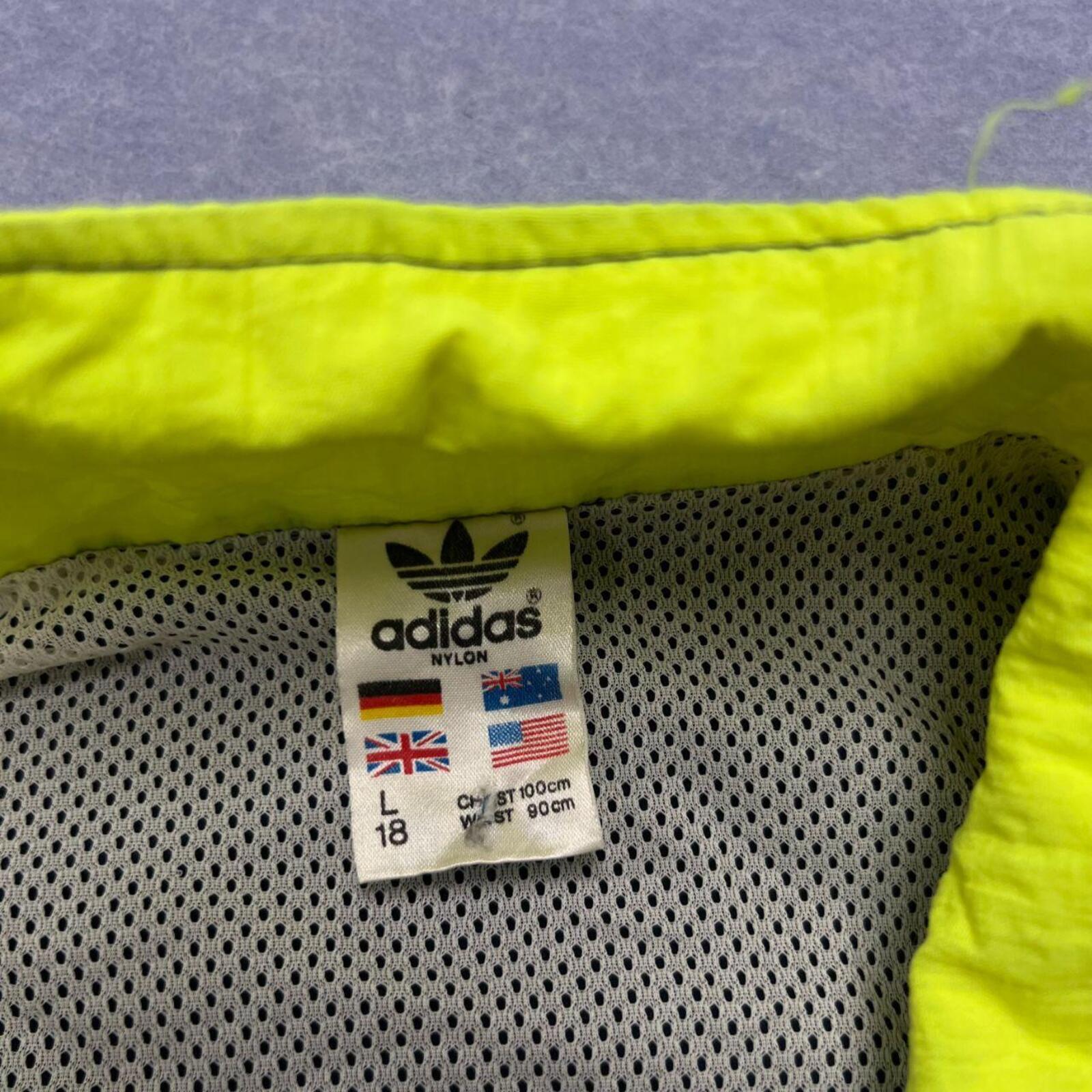 Vintage 90's Adidas Originals Men's Navy Neon Colour Block Track Jacket Large
