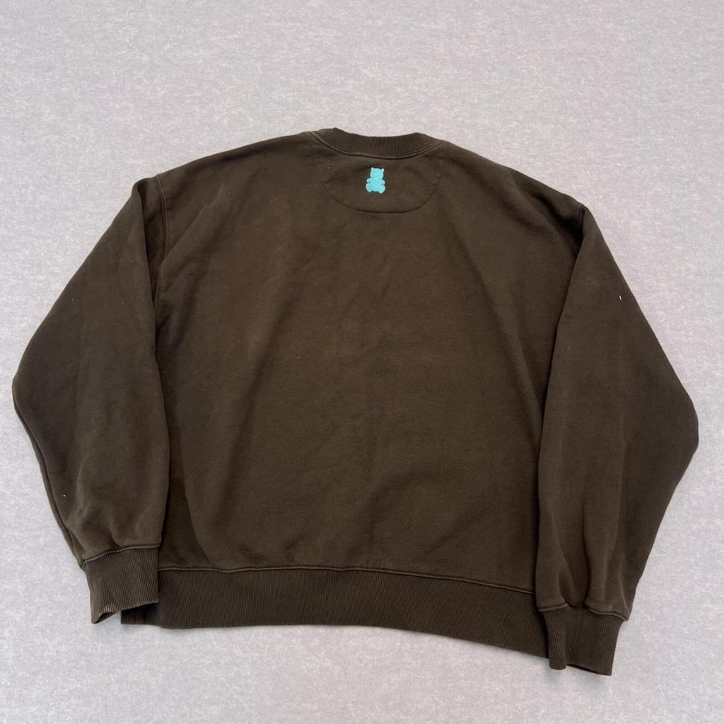 Teddy Fresh Dark Charcoal Faded Rainbow Logo SpellOut Crewneck Sweatshirt Medium
