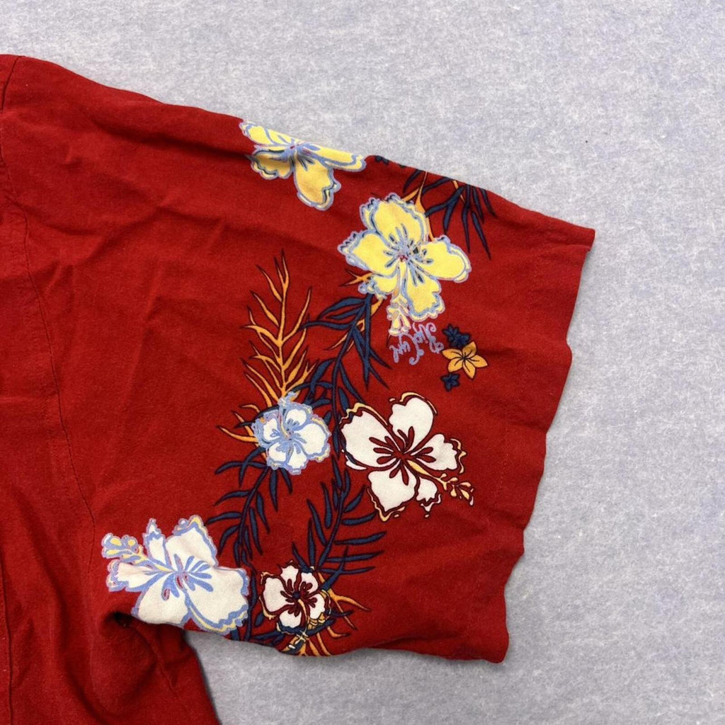 Vintage 90’s Rip Curl Surf Men's Red Hawaiian Floral Short Sleeve Shirt XL