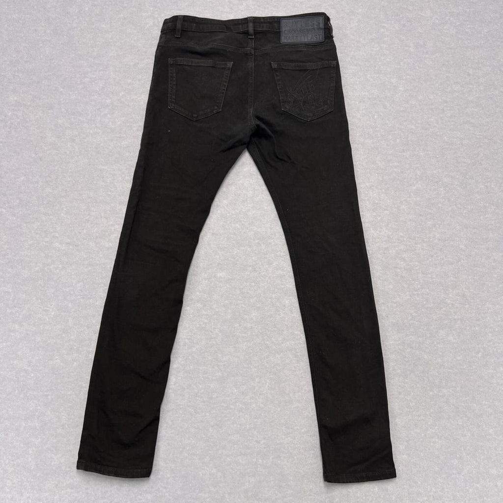 Vivienne Westwood Anglomania Men’s Black Embroidered Designer Slim Jeans Man W30