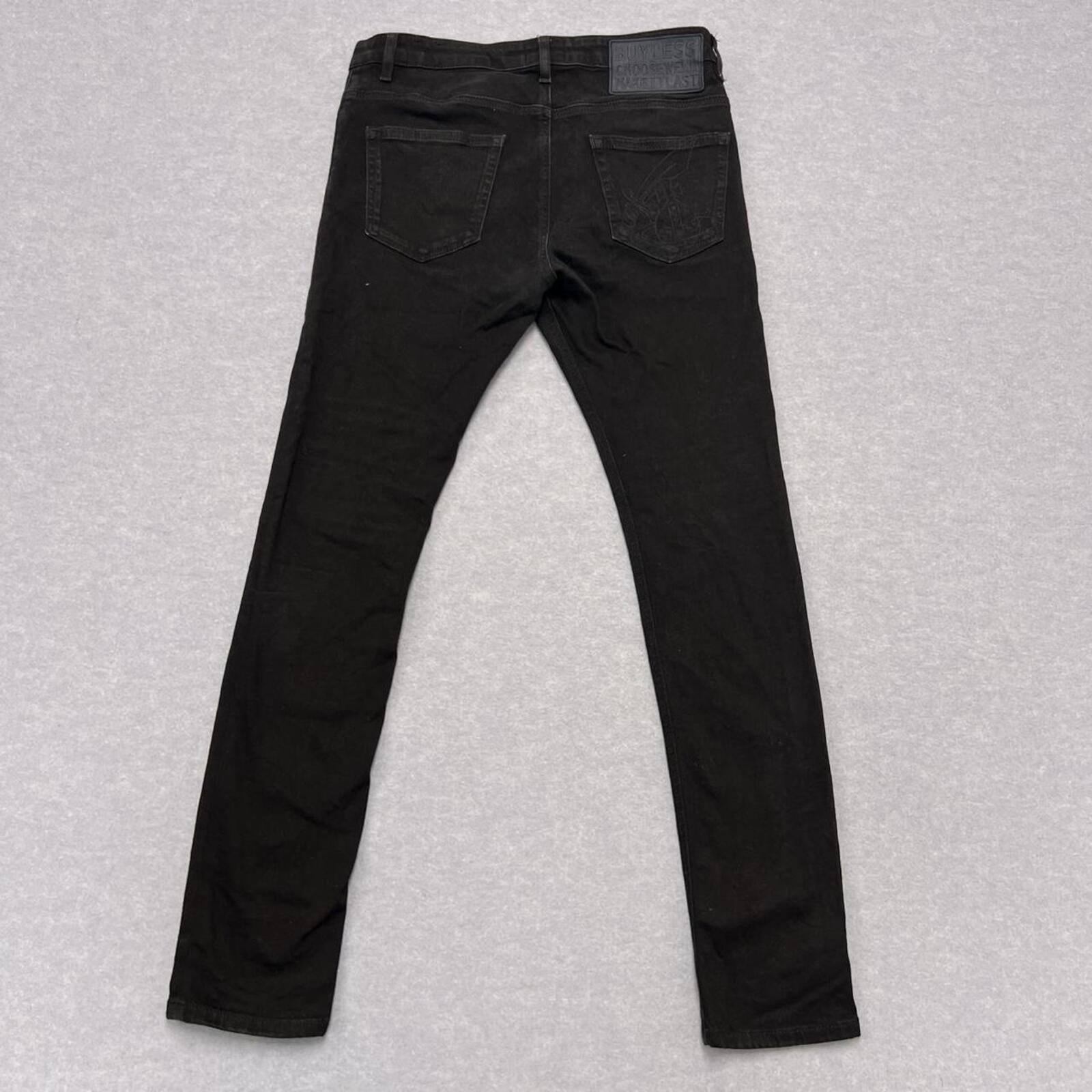 Vivienne Westwood Anglomania Men’s Black Embroidered Designer Slim Jeans Man W30