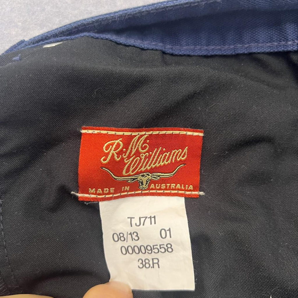 Vintage R.M. Williams Men’s Navy Blue Trousers Pants Straight Leg TJ711 W38R L32