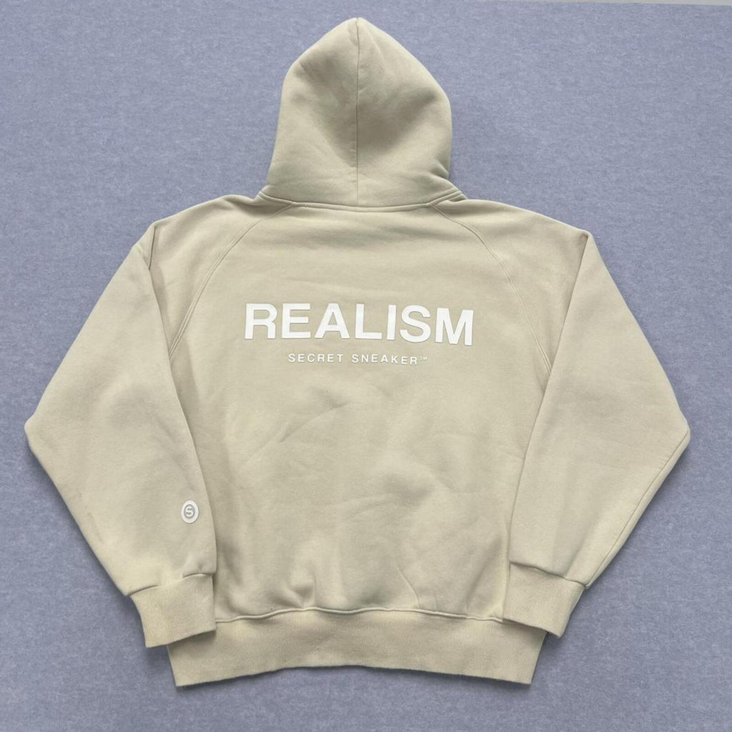 AUTHENTIC Realism Secret Sneaker Oversized Hoodie Cream Beige Streetwear Men's Large