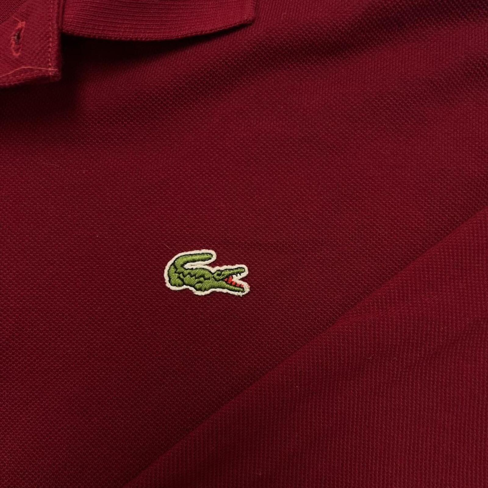 Vintage Chemise Lacoste Burgundy Long Sleeve Polo Shirt Made in France Men's XXL